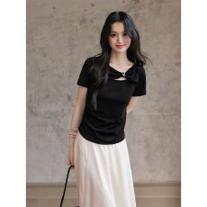 批发<b class='q'>大码</b>微胖<b class='q'>大码</b>黑色短袖t恤女2026新款春夏法式小资穿搭镂空上衣