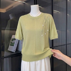 批发实拍  大码妈妈夏装2026新款短袖针织上衣<b class='q'>中老年</b>女装薄款宽松小衫