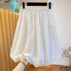 批发实拍 大码胖mm波点蓬蓬花苞<b class='q'>半身</b>裙女夏季小个子中裙松紧腰半裙