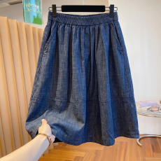 批发实拍  大码女装<b class='q'>复古</b>牛仔花苞裙女26新款韩版显瘦高腰A字减龄短裙
