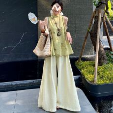 批发新中式国风<b class='q'>套装</b>夏女2026新款<b class='q'>休闲</b><b class='q'>套装</b>女减龄老钱风无袖宽松两件套