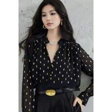 批发法式通勤小众轻熟风烫金洋气玻璃扣设计感<b class='q'>长袖</b><b class='q'>衬衫</b>女2026春季新款