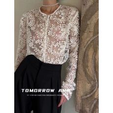 批发新款针织镂空上衣透明打底衫ins风淑女风<b class='q'>开衫</b>梦甜衣铺