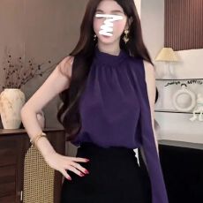 批发<b class='q'>衬衫</b>高级气质无袖2026设计夏季新款飘带小众法式独特上衣别致