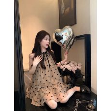 批发法式甜美超仙波点无袖上衣挂脖<b class='q'>连衣裙</b>子女气质显瘦<b class='q'>荷叶边</b>短裙夏季