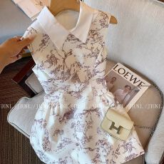 批发法式甜美碎花<b class='q'>翻领</b>无袖<b class='q'>连衣裙</b>女2026夏季新款气质优雅收腰a字短裙