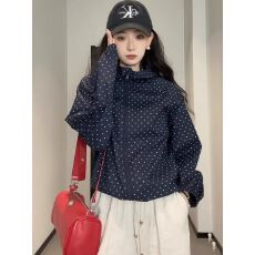 批发波点连帽冲锋衣防晒<b class='q'>外套</b>女2026新款爆款夏季薄款宽松休闲开衫上衣