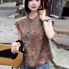 批发新中式盘扣复古设计短袖<b class='q'>衬衫</b>女2026夏季新款气质显瘦<b class='q'>百搭</b>减龄<b class='q'>衬衣</b>