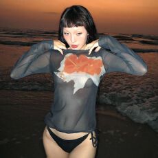 批发<b class='q'>欧美</b>ins风印花网纱圆领长袖T恤女复古辣妹气质修身显瘦个性上衣潮