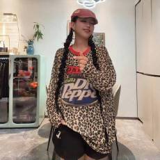 批发2026夏撞色豹纹插肩<b class='q'>长袖</b>T恤女印花网纱薄款微透中长款<b class='q'>防晒衣</b>罩衫