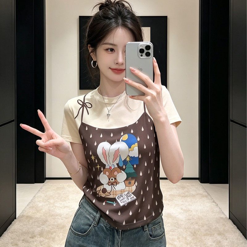 BY29109# 大码撞色假两...