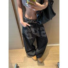 批发美式水洗设计感铆钉阔腿牛仔裤男女宽松<b class='q'>休闲</b>百搭质感潮流长裤
