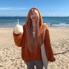 批发美式慵懒麻花针织连帽毛衣宽松男女冬季百搭新款多巴胺<b class='q'>外套</b>毛衫
