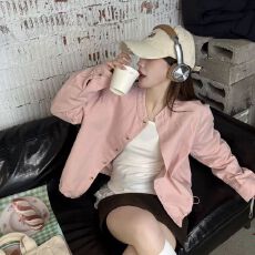 批发韩系工装风简约长袖外套女春秋<b class='q'>新款</b>休闲<b class='q'>夹克</b>上衣