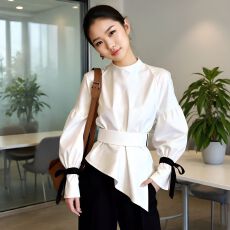 批发法式都市御姐穿搭白色收腰<b class='q'>衬衫女</b>2026春季新款设计感小众显瘦上衣