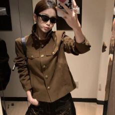 批发秋季翻领夹克外套女2026新款复古高级感工装百搭小个子短款<b class='q'>上衣</b>