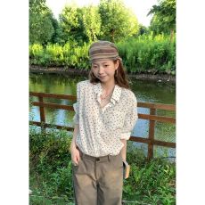 批发天丝棉麻老钱风文艺复古气质<b class='q'>碎花</b><b class='q'>衬衫</b>女秋季设计感翻领长袖外搭女