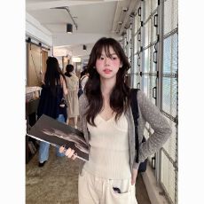 批发归娜秋季长袖波点开衫毛衣女韩系甜美日常<b class='q'>通勤</b>针织衫上衣