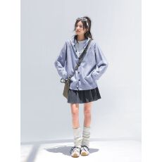 批发2026新款韩系连帽<b class='q'>毛衣</b>外套<b class='q'>女</b>秋季复古慵懒高级感宽松针织开衫