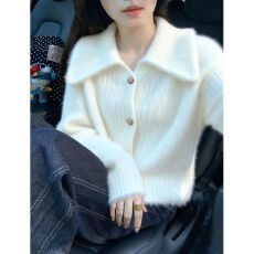 批发翻领仿貂毛衣女<b class='q'>秋冬</b>新款时尚洋气软糯高级通勤外套爆款显瘦上衣潮