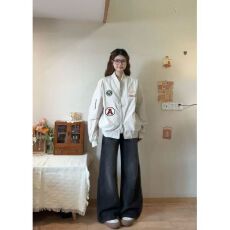 批发潮牌轻奢美式徽章刺绣飞行员夹克<b class='q'>男</b>女复古工装机能棒球宽松<b class='q'>外套</b>