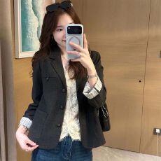 批发【常青西装】灰调高智感减龄定制扣条纹内里<b class='q'>小西装</b>外套女<b class='q'>短款</b>