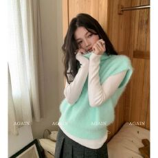 批发2026新款韩系<b class='q'>甜美</b>风高领无袖马甲背心女冬季温柔气质减龄针织上衣