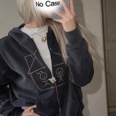 批发美式火柴人做旧水洗连帽卫衣女秋冬小众宽松外穿气质潮酷<b class='q'>街头</b>外套