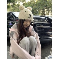 批发2026韩版慵懒学院提花连帽毛衣新款针织<b class='q'>开衫</b>针织衫宽松上衣外套
