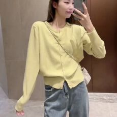 批发减龄休闲慵懒风粉色针织<b class='q'>开衫</b>女秋冬季内搭毛衣外套外搭高级感上衣