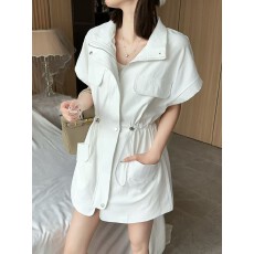 批发韩系工装风抽绳收腰风衣外套2026夏设计款