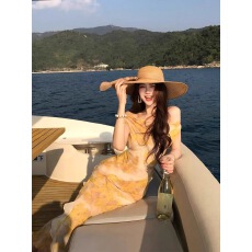 批发木子李的李氛围感无袖荡领<b class='q'>雪纺</b><b class='q'>连衣裙</b>显白垂感收腰包臀鱼尾长裙夏