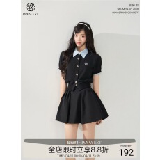 批发夏日撞色拼接假两件<b class='q'>短袖</b>卫衣开衫上衣<b class='q'>外套</b>蓬蓬半裙套装