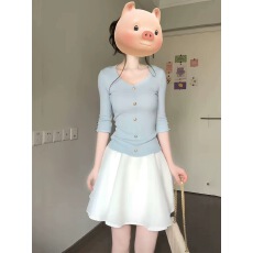 批发夏季初夏绝美套装女夏2026新款小个子针织上衣半裙伞裙<b class='q'>两件</b><b class='q'>套裙</b>装