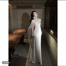 批发刘智贤优雅起义法式高级感连衣裙轻礼服斜肩收腰包臀生日裙子