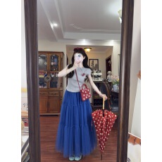 批发多巴胺风蓝色<b class='q'>网纱</b>半身<b class='q'>裙</b>女夏季新款减龄蓬蓬中长<b class='q'>裙</b><b class='q'>明媚</b>感穿搭纱<b class='q'>裙</b>