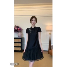 批发LUOZHIYIN/罗知音<b class='q'>真丝</b>+天丝夏季新款新中式气质连衣<b class='q'>裙</b>
