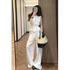批发时尚马甲套装女气质2026<b class='q'>夏</b>薄款休闲通勤无袖夹克阔腿裤正装两件套