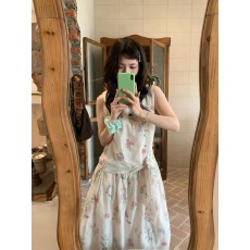 批发野莓盛夏 草木氧气系法式无袖天丝棉背心<b class='q'>连衣裙</b>女