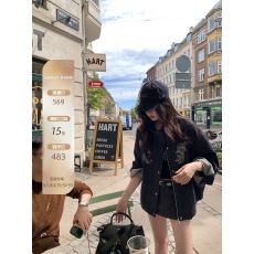 批发<b class='q'>夏</b>诗文 棉斜纹重工花卉刺绣原色牛仔外套女早秋立领落肩上衣