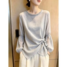 批发通勤风长袖上衣女抽绳收腰别致显瘦气质<b class='q'>衬衫</b>高级感超好看<b class='q'>时尚</b>2026