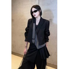 批发审美在线秋季<b class='q'>新款</b>不规则领带拼接设计小众高级感西装外套