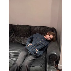 批发Tongiiuu 复古Vibe 高级感小香夹克牛仔外套女宽松休闲显瘦上衣秋