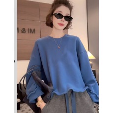 批发米米服饰秋季简约宽松<b class='q'>百搭</b>波浪下摆休闲长袖卫衣 裤子套装