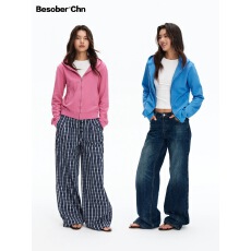 批发BESOBER 精梳棉洗水拉链<b class='q'>卫衣</b>帽衫秋季修身<b class='q'>短款</b>上衣开衫外套女