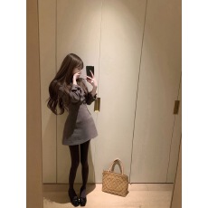 批发帆帆困了zZ继承者2.0古早千金<b class='q'>翻领</b>蝴蝶结双排扣收腰<b class='q'>连衣裙</b>女