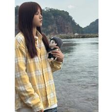 批发原版面料2026黄色纯棉<b class='q'>格子</b><b class='q'>衬衫女</b>内搭叠穿打底上衣宽松显瘦衬衣