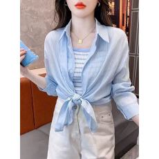 批发2026新款春夏雪纺<b class='q'>衬衫</b>独特别致长袖<b class='q'>衬衣</b>小众设计感上衣防晒衣外套