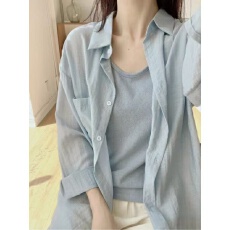 批发2026新款日系温柔风小众长袖轻薄防晒<b class='q'>衬衫</b>女夏韩版宽松上衣