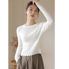 批发白色针织打底衫2025新款女春<b class='q'>秋</b>外穿圆领长袖短上衣西装内搭毛衣冬